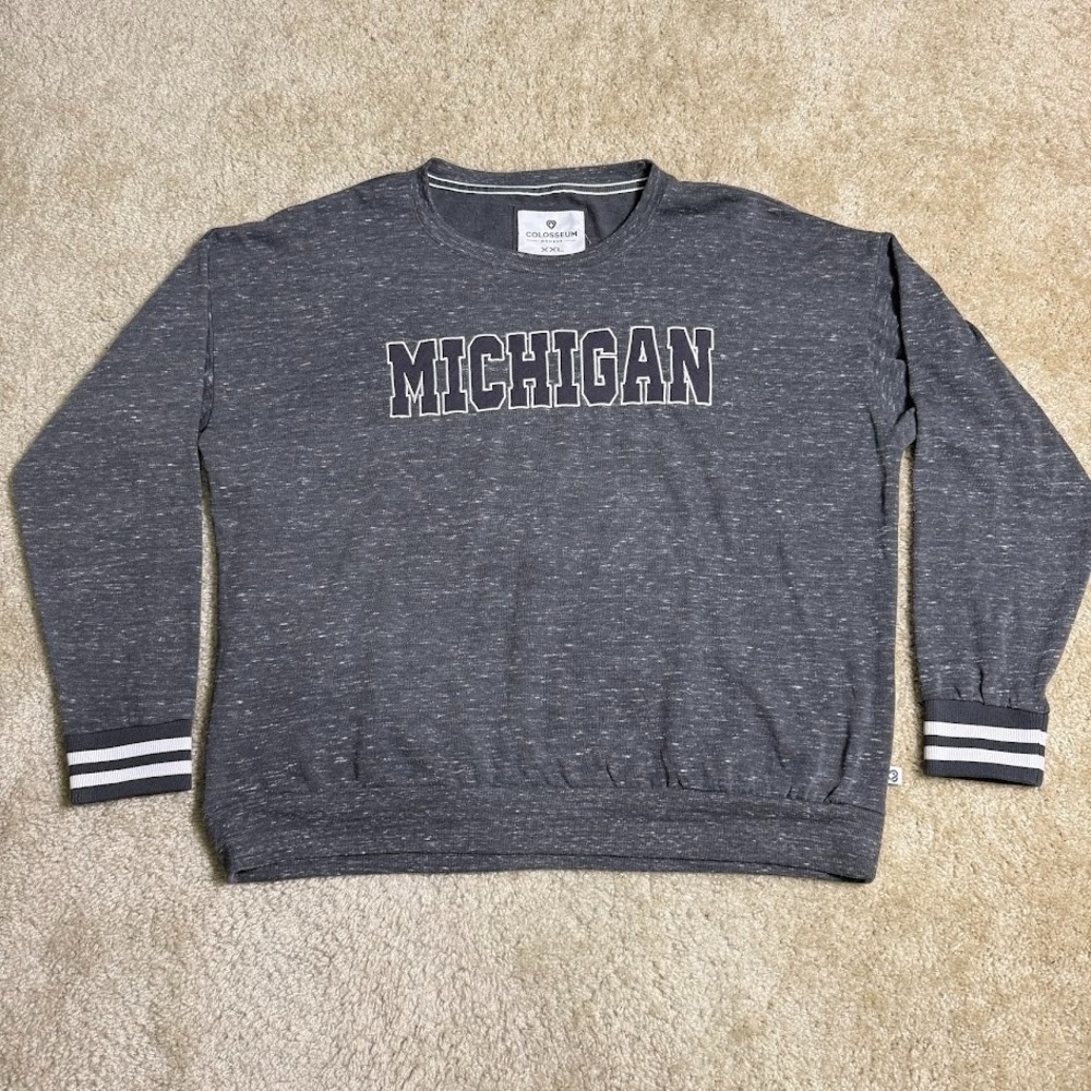 Michigan Wolverines Womens Sweatshirt 2XL XXL Gray Pullover Speckled Colosseum
